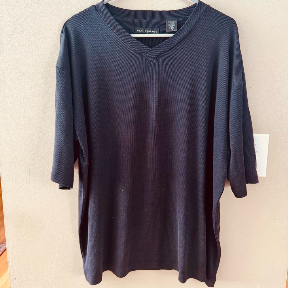 Jhane Barnes Ribbed Silk V-Neck Tee
